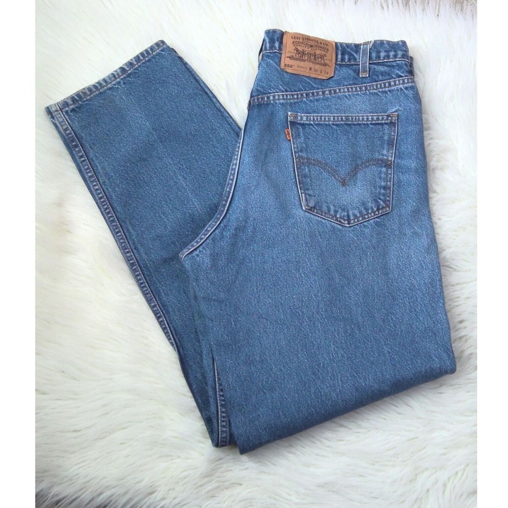 Vintage 80s / 90's orange tab Levi's 550 Jeans Relaxed Fit  37‎ X 33 (Tag 38X34)